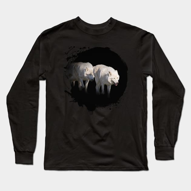 White Wolf Animal Wildlife Jungle Nature Freedom Forest Long Sleeve T-Shirt by Cubebox